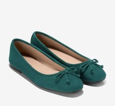 Cole Haan Women  s Teel Suede Soft Ballet Flats With Bow Detail 7 1/2