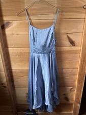 Lulus Days Like Today Blue Satin Asymmetrical Black Tie Mini Dress Size M