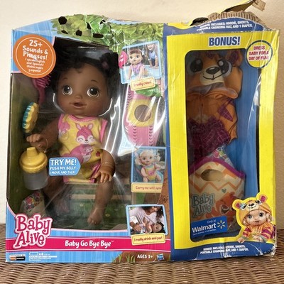 BABY ALIVE GO BYE BYE DOLL AFRICAN AMERICAN NIB CRAWLS TALKS W/ ACCESSORIES 