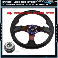 Fits Golf Jetta 320MM 6 Bolts Racing Steering Wheel NEO Spoke Horn + Hub Adaptor