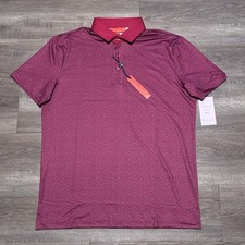 Redvanly Sangria Red All Over Print Logo Golf Polo Shirt AOP Men's Size Medium M