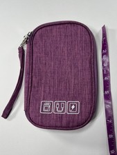 Purple Electronics Cable Organizer Travel Pouch Zippered Small Cord Case