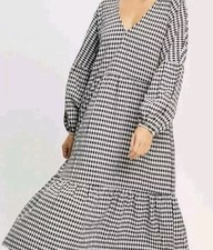 THE FATED Womens Size AU8 US 4 Gingham Print Long Sleeve Midi Dress 