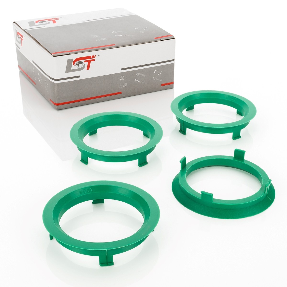 4x centering rings spacers Green alloy wheels Ø 58.1 mm - 70.1 mm for MITSUBISHI