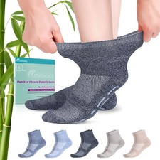 Diabetic Socks with Grippers for Men Women,5 Pairs Non Binding Bamboo Diabeti...