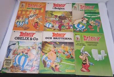 Lot of 6 Asterix by Goscinny and Uderzo: 5, 10, 11, 17, 23 & 24.  In Swedish.