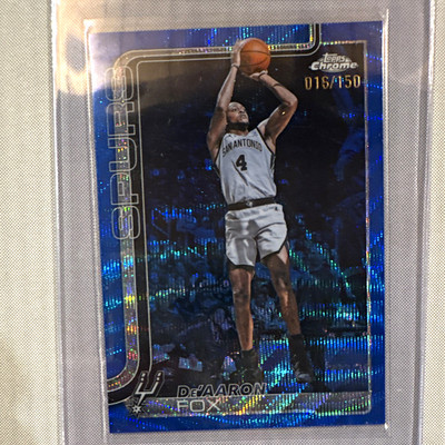 Topps Chrome 2025-26 De'Aaron Fox Blue RayWave Refractor #233 Spurs /150