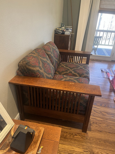 Mission Arts and Crafts Oak Sofa and Loveseat