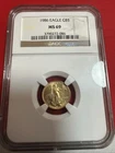 1986 $5 1/10 oz NGC MS 69 American Gold Eagle Gem BU UNC Uncirculated 1st Issue