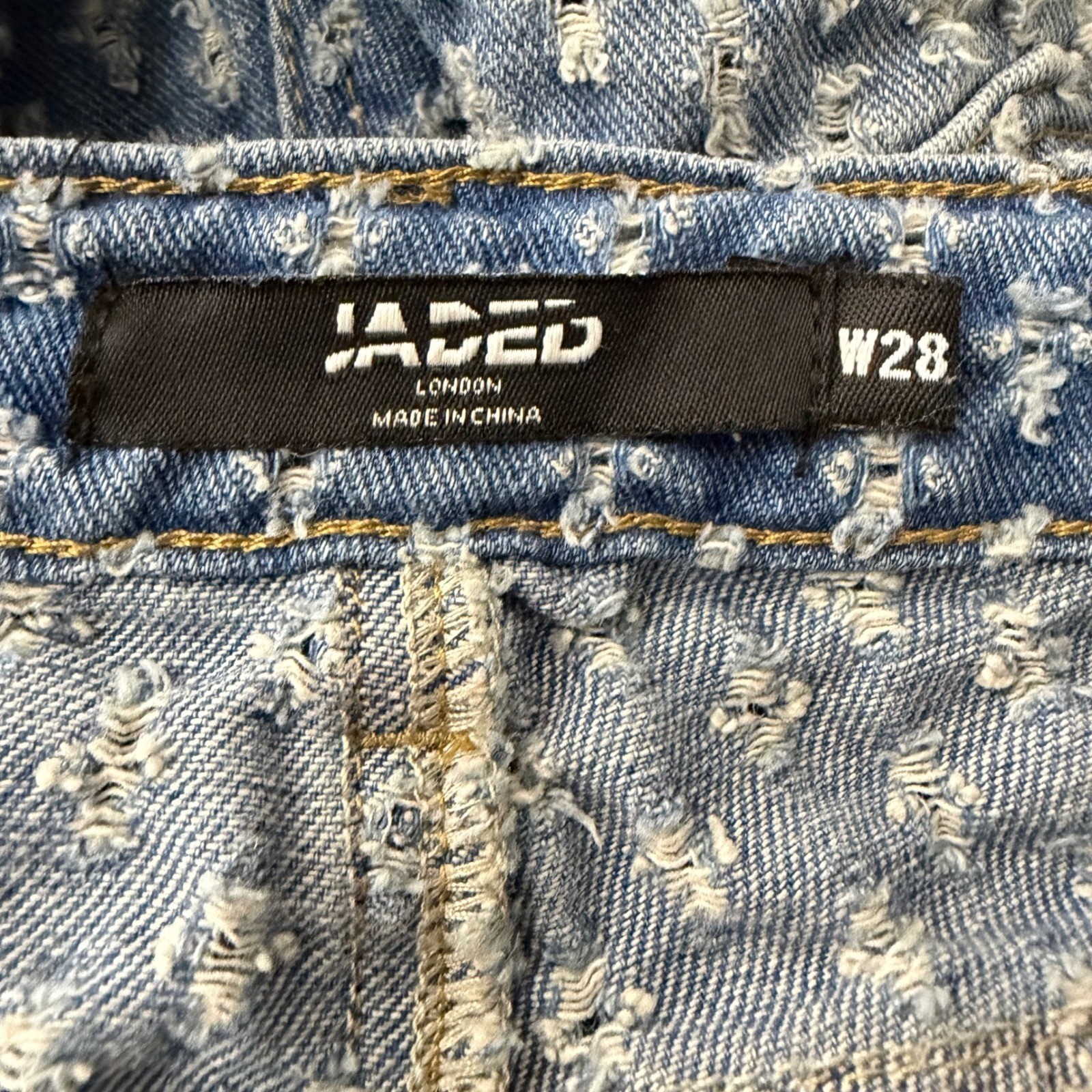 Jaded London W28 Slouchy Fit Distressed Wide Leg Jean… - Gem