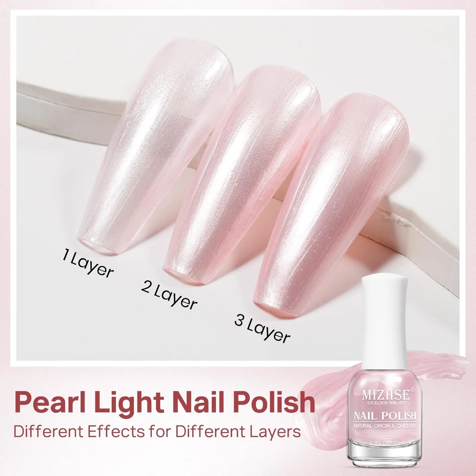 Rosa Nagellack Perlmuttglanz Glitter schnelltrocknend 15ml - Bild 3 von 4