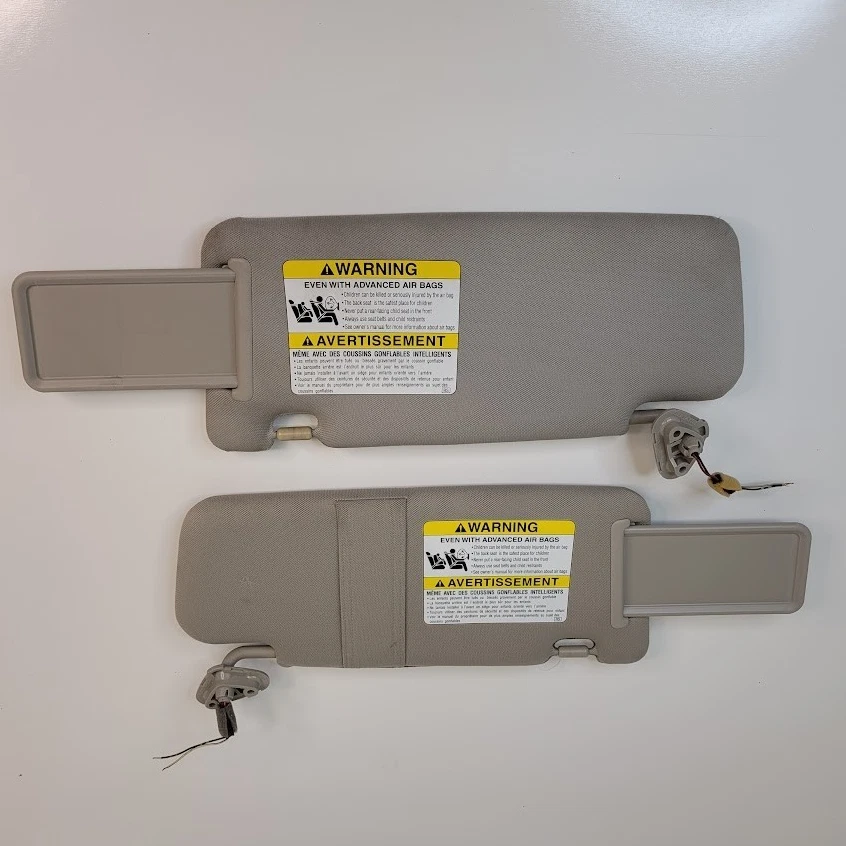 Par de parasoles Subaru Outback 2006-2009 con espejo retrovisor claro tela gris OEM Foto 3 de 4