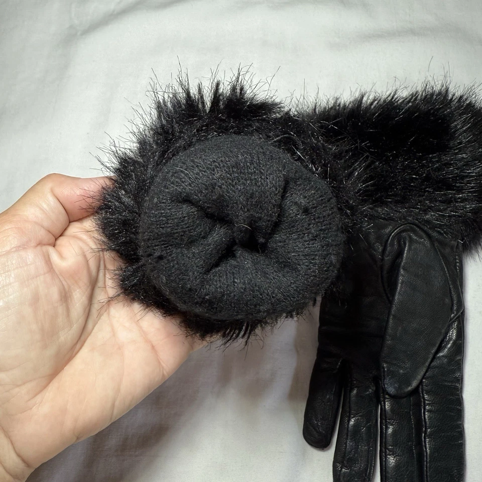 Guantes de vestir Banana Republic de cuero negro forrados de lana talla pequeña piel sintética Foto 4 de 4