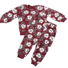 Disney Baby Mickey Mouse Red Fleece Outfit Top and Pants Set Unisex Sz 24 Months