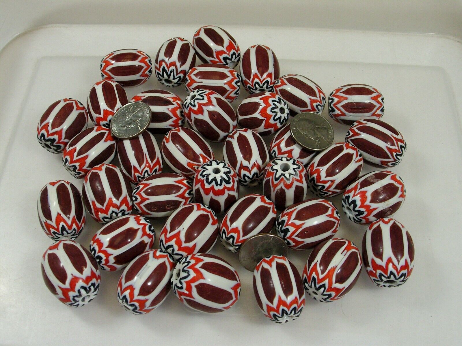 30 Pieces Large India Handmade Replica African Trade Chevron Beads Lot (MM-5)
