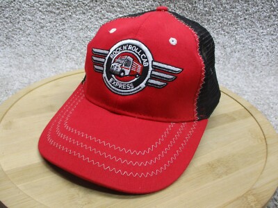 Vintage Snap On Trucker Hat Rock n Roll Cab Express Red Black Wild Impact EUC