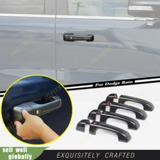 FOR 2019-2024 DODGE RAM 1500 Carbon Fiber 4Door handle COVER With Smart Key hole