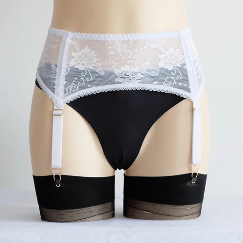 S-3XL Floral Lace Garter Belt 4 Straps Metal Clips Sexy Suspender F Thigh Highs - Picture 34 of 64
