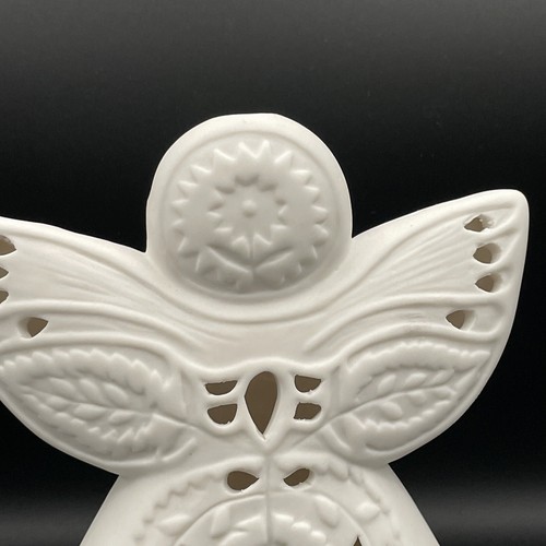 Angel Tea Light Candle Holder - Hallmark Large White Ceramic Cut-Out Christmas - Picture 2 of 7