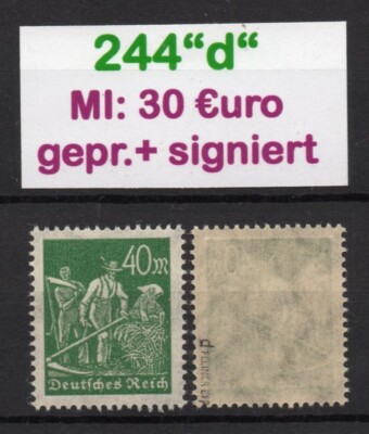 DR 1922 - Freimarken Arbeiter-Mi.-Nr: 244''d'' gepr. + signiert **POSTFRISCH C6