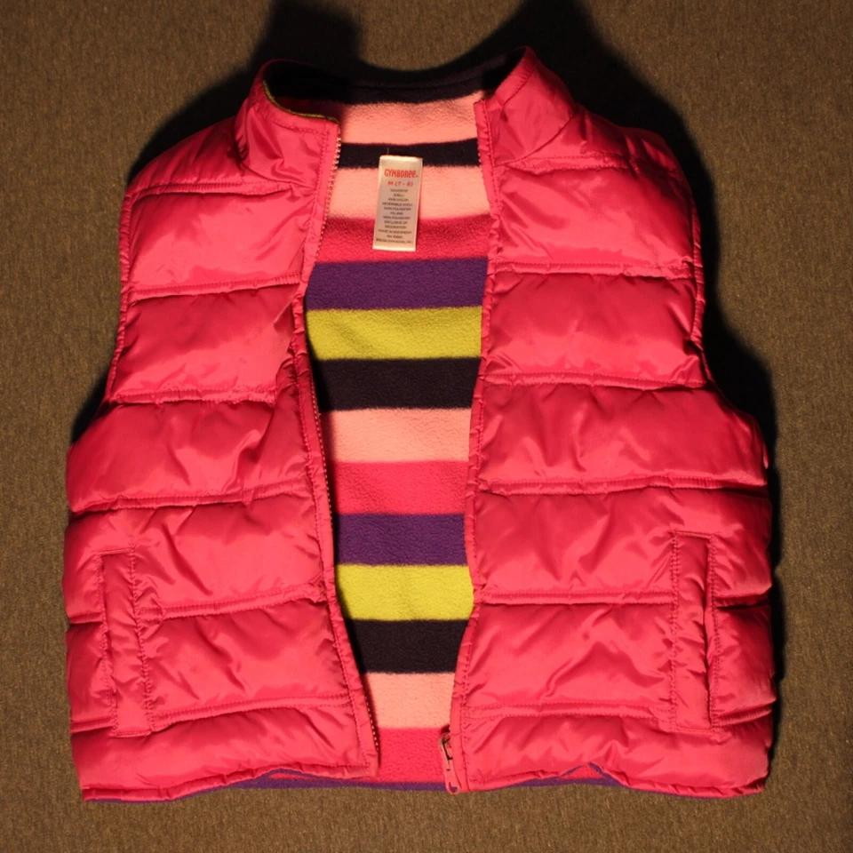 Chaleco Acolchado Rosa Gymboree | Diseño Arco Iris Forrado en Vellón | Talla 7-8 Foto 3 de 4