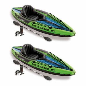 Intex Challenger K1 1-Person Inflatable Sporty Kayak w/ Oars And Pump (2 Pack) - Click1Get2 Coupon