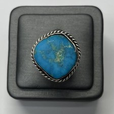 Vintage Sterling Silver Braided Freeform Design Turquoise Ring Size 6 1/2