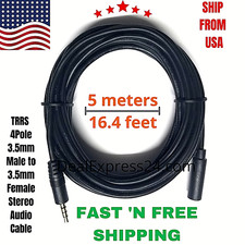 Audio extension Cable, 16.4ft/5m TRRS 4 Pole, 3.5mm Male to 3.5mm Female Stereo