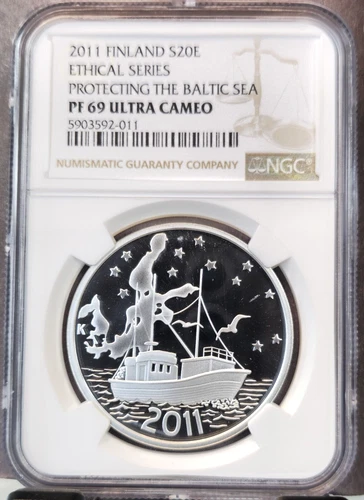 2011 FINLAND SILVER 20 EURO PROTECTING THE BALTIC SEA NGC PF 69 ULTRA CAMEO RARE