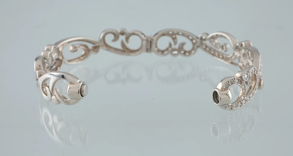 Precioso brazalete brazalete de plata esterlina floral circonita cúbica de Joseph Esposito Foto 4 de 4