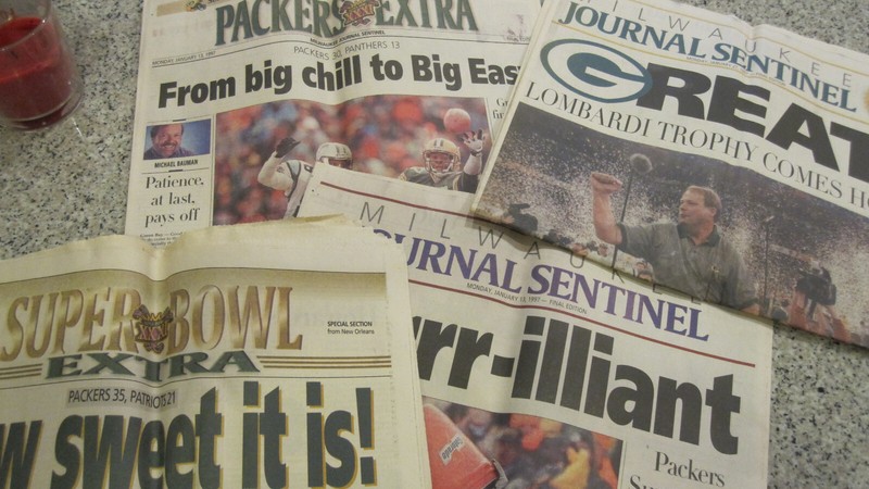 Green Bay Packers Milwaukee Journal Sentinel 1997 Lot of 4! Super Bowl