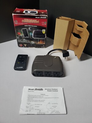 Heath Zenith Wireless Remote Command Outdoor Outlet Strip Control SL-6022-BK