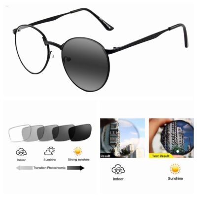 Men Women Round Metal Transition Photochromic Reading Glass +1.0~+6.0