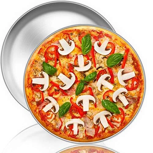 Stainless Steel Pizza Pan Round Pizza Tray Plate for Pie Pizza, 12 Inch 2 Pcs