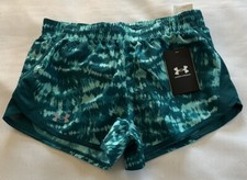 Under Armour Running Shorts Girls Medium Lined Youth Green