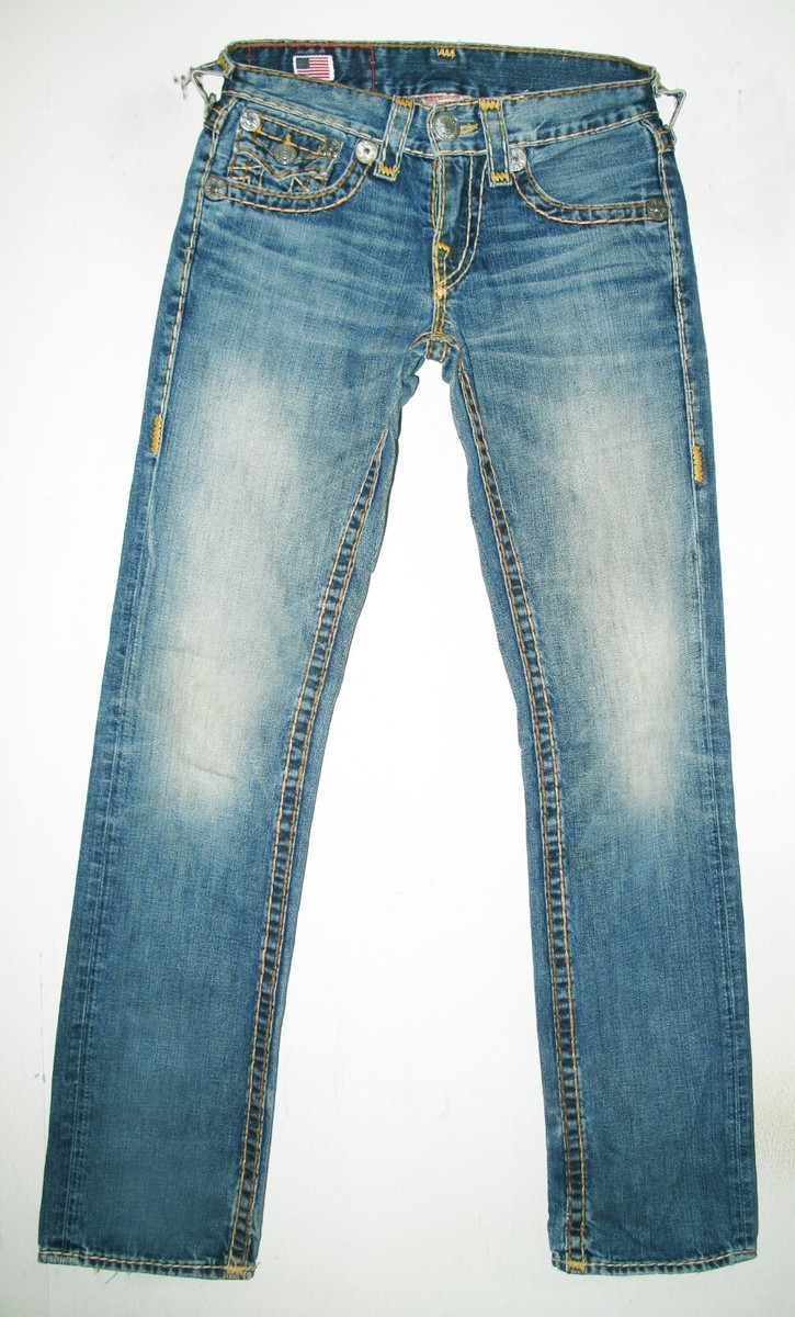 True Religion RICKY SUPER T W32 アイスブルー RICKY TRI-COLOR SUPER T STRAIGHT JEAN - Medium Wash | True