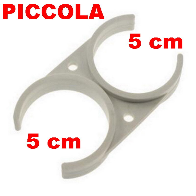 Clip Doppia 2" per Depuratore Acqua Osmosi - Kit 2 Pezzi Bianco