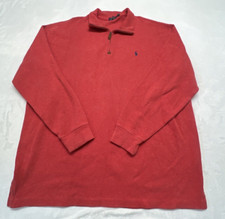 Polo Ralph Lauren Tall Mens 2XLT Estate Rib 1/4 Zip Sweater Pullover Red Cotton