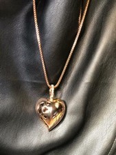 Women Rose Tone Metal Heart Love with Crystal Necklace