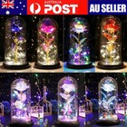 Rose in Glass Dome Eternal Forever Flower LED Girls Valentine's Wedding Gifts AU