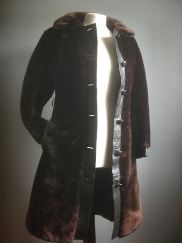 VINTAGE FAUX FUR COAT 10 8 monarch royal costume cosplay steampunk tudor leather - Picture 20 of 22