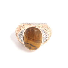 Sterling Silver Oval Cut Tiger Eye Solitaire Ring, Dainty Birthday Gift to Her