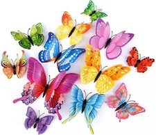 Butterfly Wall Decor 3D Stickers 24Pcs Colorful Magnet