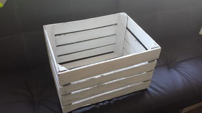 Große rustikale, weiß gebeizte Holz Apfelkiste Aufbewahrungsbox (Vintage Stil)