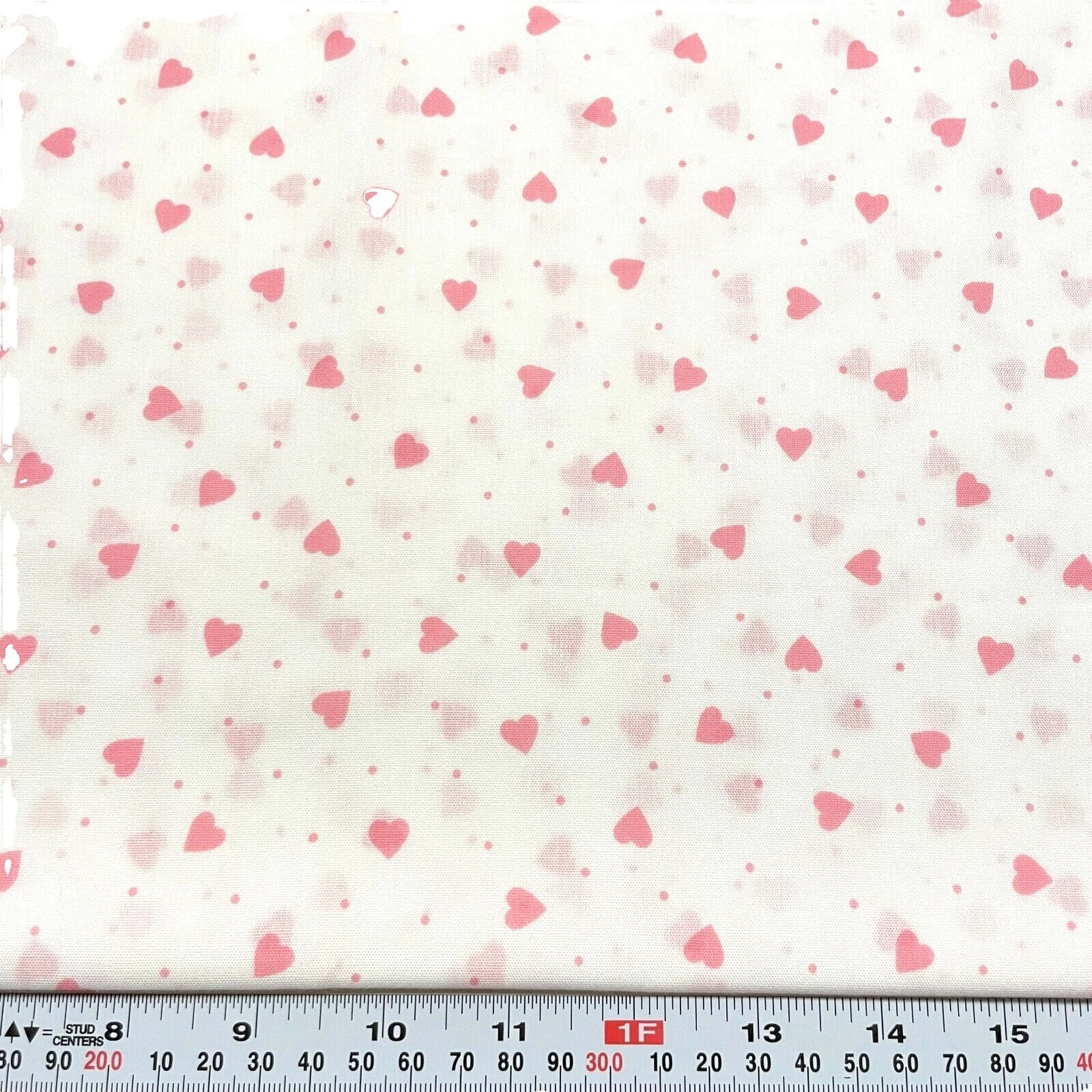 Love & Hearts Quilting Fabric White