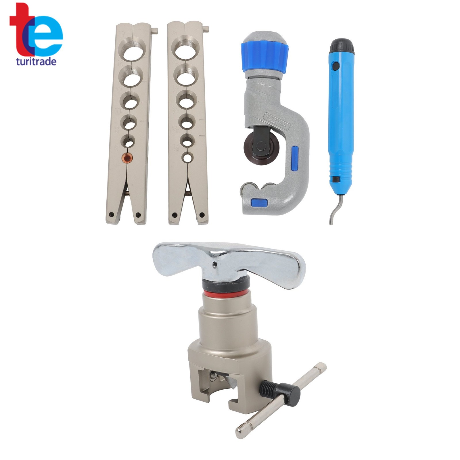 For 1/4 - 3/4 6-19mm Flaring Tool Kit Single Flare 6 Holes 45° Tube Flare Tool