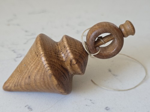 Rare Vintage Handmade Wooden Spinner Top With String Vintage Toy Excellent 