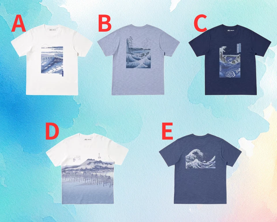 T-shirt bleu UNIQLO UT Ukiyo-e Katsushika Hokusai Art Museum of Fine Arts Boston - Photo 1/1