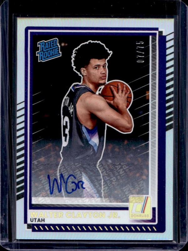 2025-26 Panini Donruss Walter Clayton Jr. Auto Holo Rookie RC #/75 Jazz