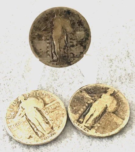 (3) Standing Liberty Silver Quarters 1= 1925, 2=1926 Well Circulated As Shown!